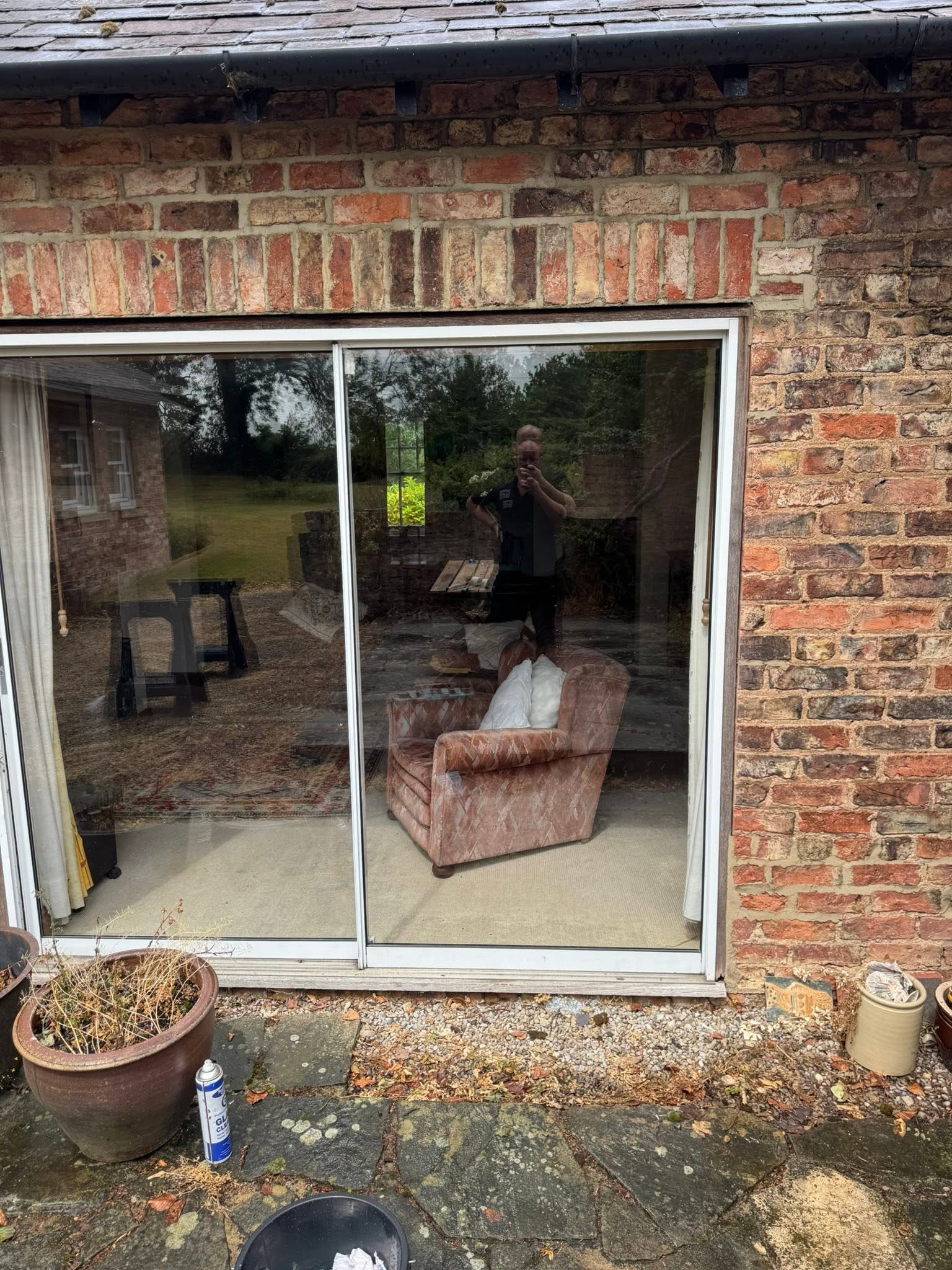The same sliding patio door with new clear glass fitted